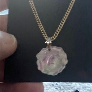 Gold Chain Necklace with Iridescent Pendant